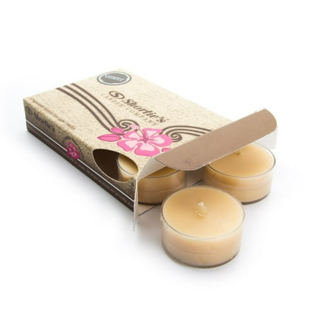 Cinnamon Tealight Candles - Cinnamon Vanilla Tealight Candles - Highly Scented with Natural Oils - 6 Beige Hand Poured Tea Lights - Clear Container for Beautiful Candlelight - Bakery & Food Collection