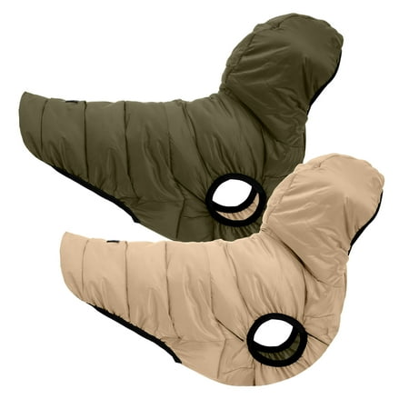 Pawtitas Reversible Dog Jacket Water Resistant Dog Coat for Cold Weather - X-Large Jacket - Green / Beige