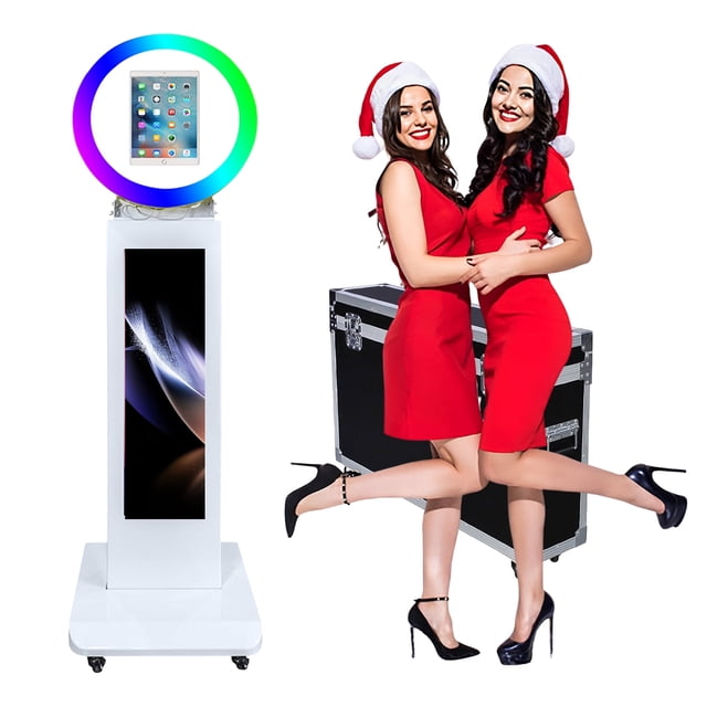Selfie iPad PhotoBooth Machine Metal Shell with LCD Screen RGB Ring Light for Parties Events Wedding