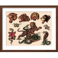 thumbnail image 2 of Art.com Tigers & Snakes Authentic Tattoo Flash by Norman Collins, aka, Sailor Jerry Art Print, Brown Frame Wall Art, 21" x 17", 2 of 5
