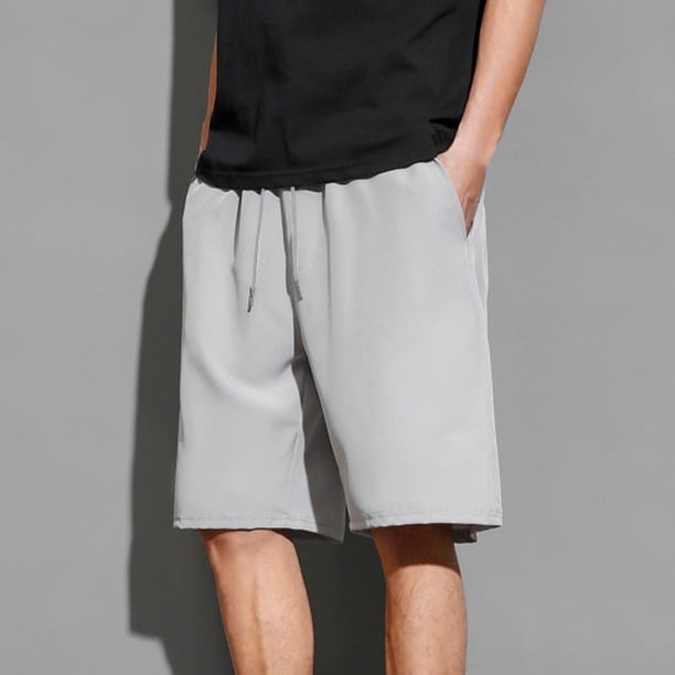 pstuiky Pantalones cortos de entrenamiento para hombre, Pantalones cortos deportivos de entrenamiento físico de color sólido para hombre, transpirables, con bolsillos, estilo crop top