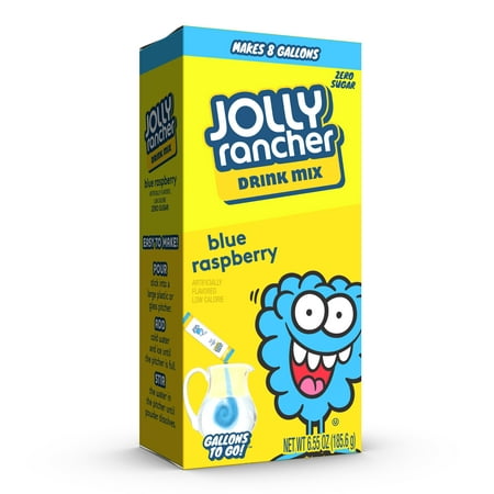 Jolly Rancher Sugar Free Blue Raspberry Drink Mix, 0.82 oz, 8 Count Gallon Packets