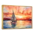 thumbnail image 2 of Designart "Sunset Palette Pastel Sailboat Silhouette V" Transportation Framed Wall Art - Modern Orange Boat Sailing Bedroom Framed Canvas Wall Art, 2 of 6