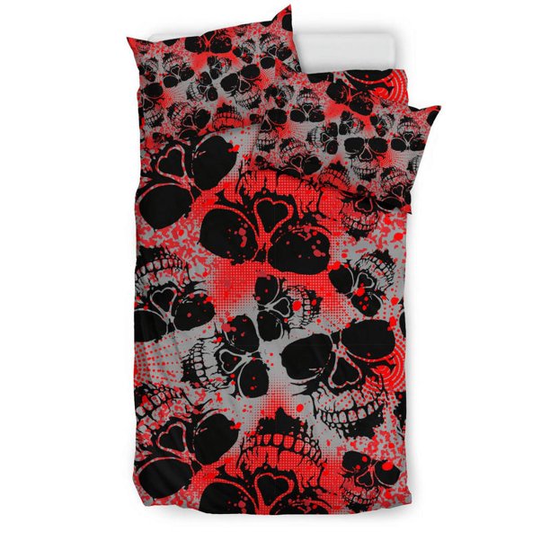 Juego de cama calaveras rojas