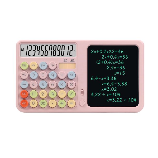 Calculadora GYUTAE PARK de 12 dígitos con panel solar y batería, color rosa