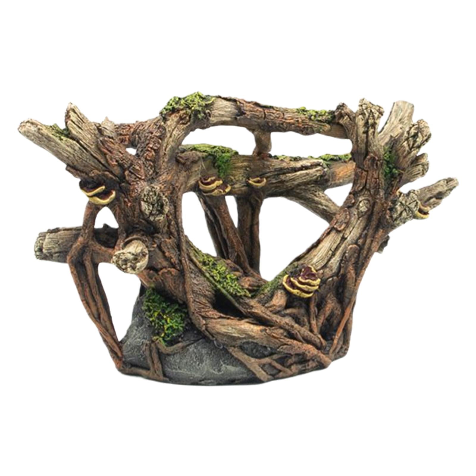 Small Aquarium Fish Tank Landscape Accessory Mountain Cave Home Decor Photography Prop Pavilion Tree Decoration Wood Bridge Rockery Rock