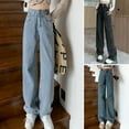 thumbnail image 6 of Mdesiwst Women Casual Trousers Women's Wide-leg Denim Pants High Waist Cotton Blend Jeans with Button Zipper Closure Soft Comfortable Trousers for Casual Wear, 6 of 8