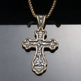 thumbnail image 2 of Vintage Jesus Cross Pendant Necklace 14K Yellow Gold Chain Punk Biker Amulet Orthodox Jesus Men Necklace Jewelry Gift, 2 of 6