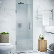 ANZZI Passion Series 30 in. W by 72 in. H Frameless Hinged Shower Door in Brushed Nickel with Handle
