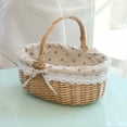 thumbnail image 6 of CreantiveArrowy Hand-woven picnic basket linen storage basket oval gift rattan storage basket (small size, natural daisy) Size: 28*26*20CM, 6 of 13