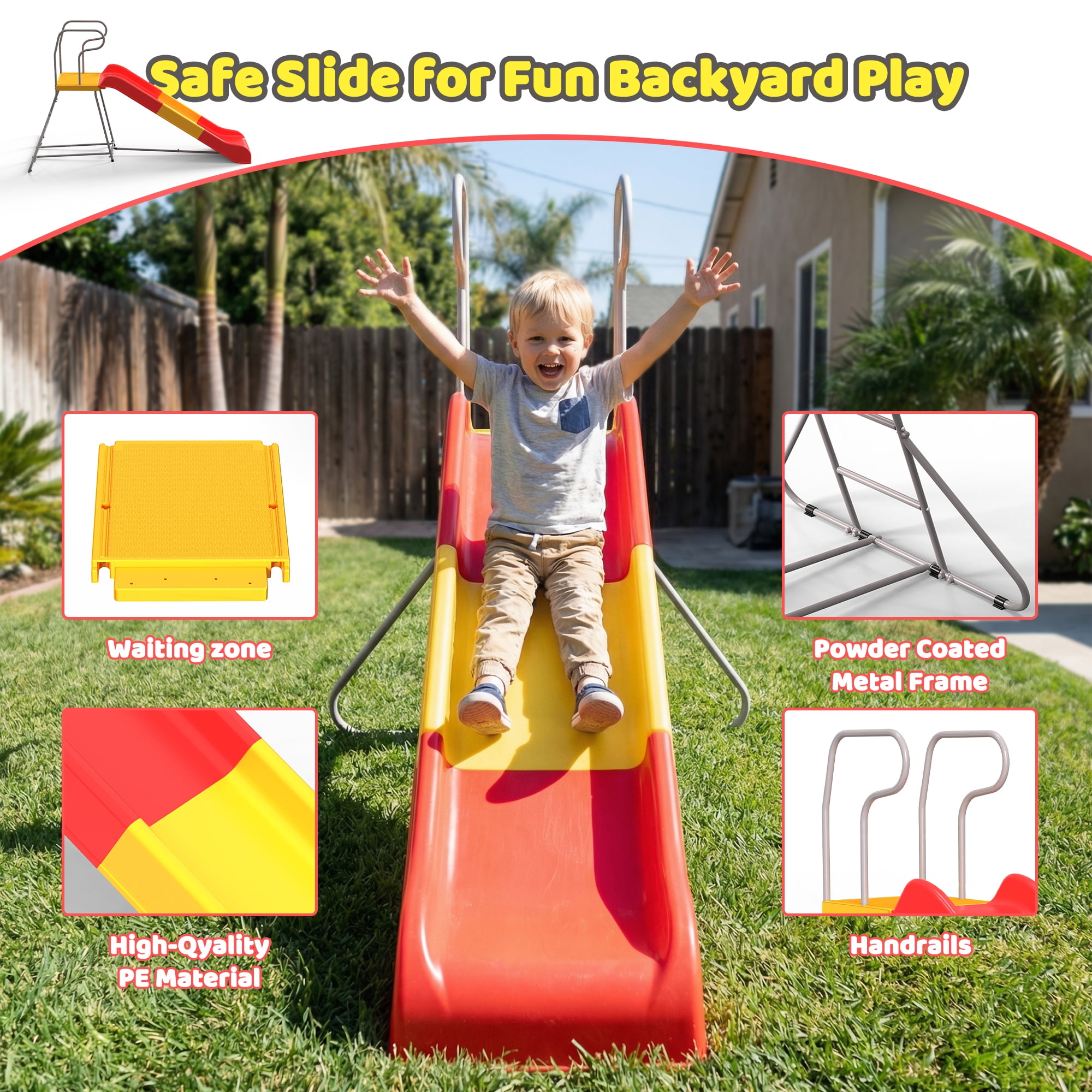 2-in-1 Kids Climber and Slide, 76.4" Smooth Slide Track with Anti-Slip Steps, Sturdy Structure for Indoor Outdoor Backyard Play, Suitable for Ages 3-8