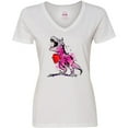thumbnail image 3 of Inktastic Valentine's Day Graffiti T-Rex with Heart Shaped Candy Box Women's V-Neck T-Shirt, 3 of 5