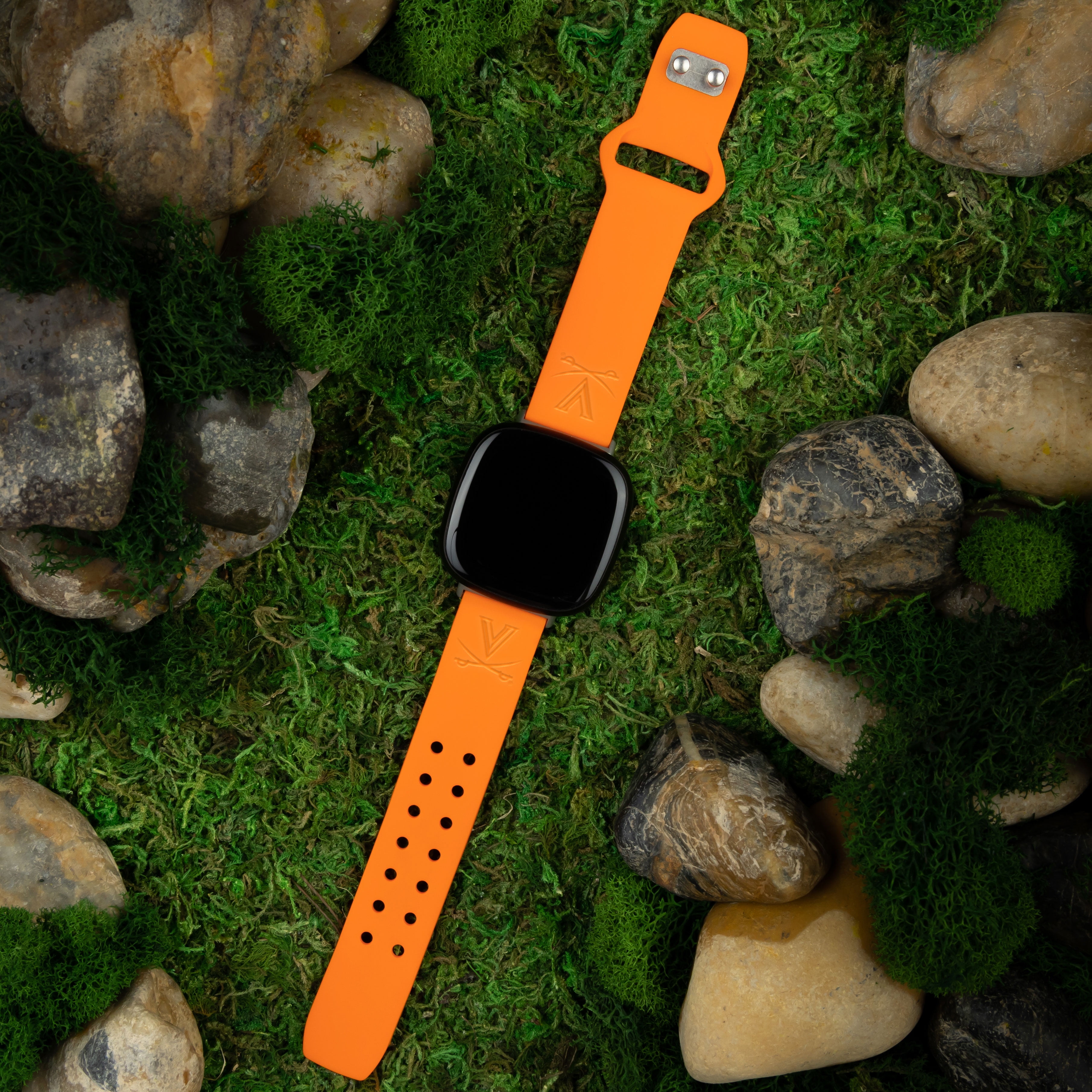 Cavaliers Engraved Silicone Unisex Watch Band for Fitbit Versa 3 and Sense (Orange) by Affinity Bands
