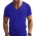 thumbnail image 2 of Men’s Short Sleeve V Neck Solid Color Textured T-Shirt Casual Fashion Top, 2 of 7