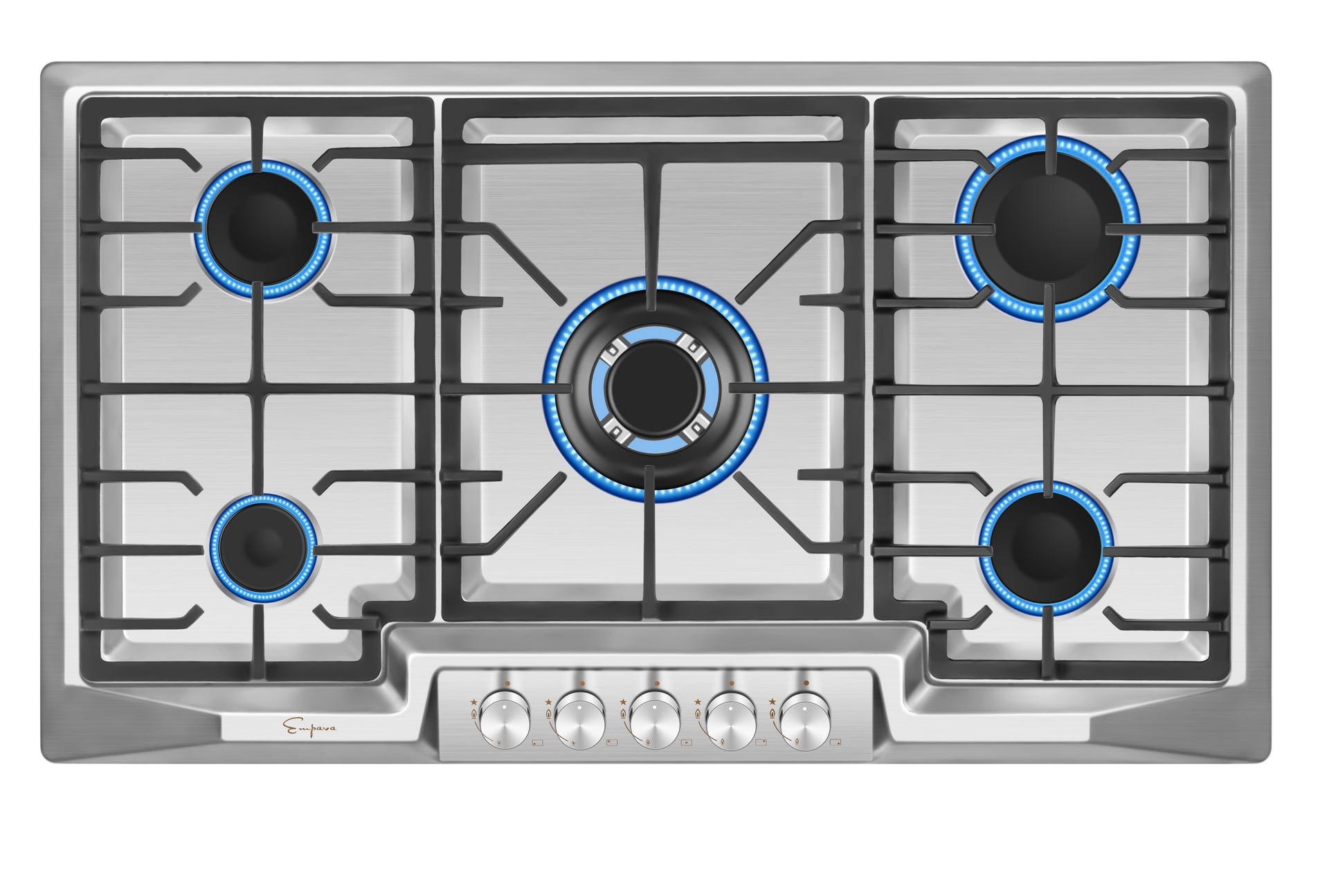Empava 36'' Built-in Gas Stove Top - Stainless Steel LPG Natural Gas Cooktop - 5 Sealed Burners