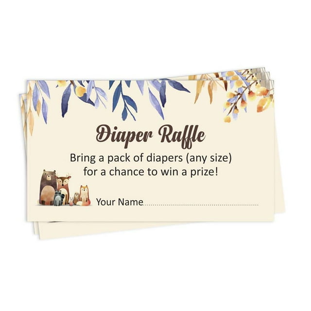 Inkdotpot 30Baby ShowerDiaper Raffle Ticket Lottery Insert Cards Supplies Games For Baby Shower Party Jungle Animals Bring A Pack Of Diapers To Win Favors Gifts And Prizes