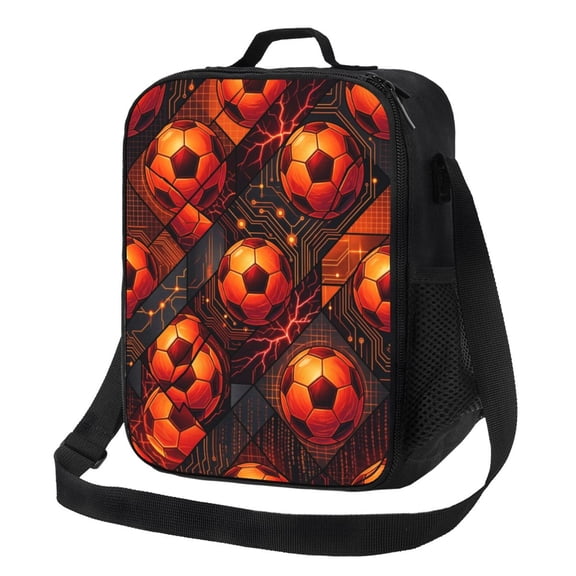 Soccer Lunch Box For Women Men, Insulated Leakproof Waterproof Lunch Bag With Mesh Pocket, Portable Cooler Tote Bag