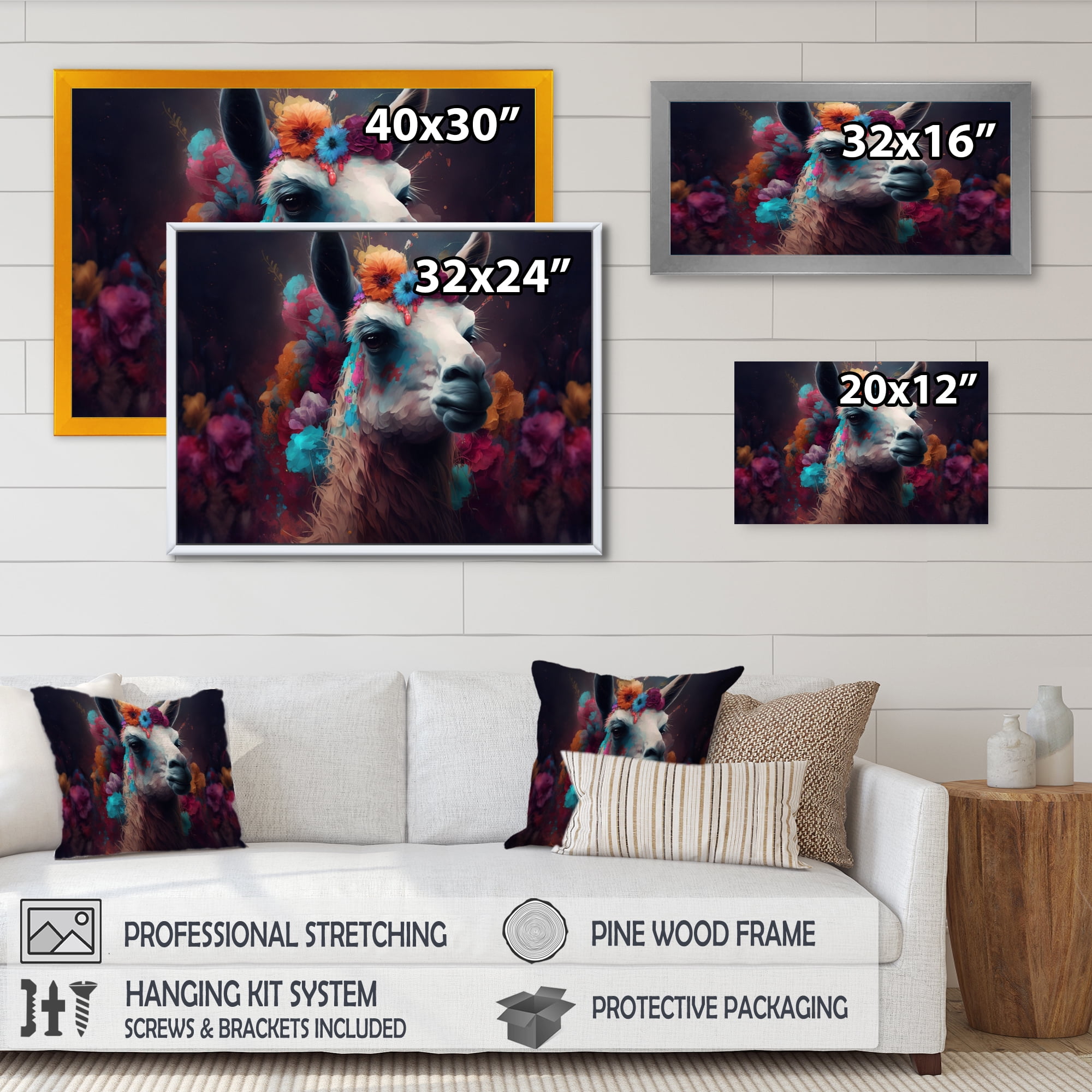 Designart Floral Lama I Canvas Wall Art