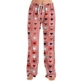 thumbnail image 3 of Fgvctg Valentine's Day Womens Pajamas Comfy Heart Print Wide Leg Pajama Sleepwear High Waisted Pjs Pant Lightweight Fall Spring Drawstring Lounge Pants with Pockets Pink L, 3 of 7