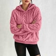 thumbnail image 5 of XUNKUSGA Womens Fuzzy Hoodies Classic Solid Color Textured Jacquard Fleece Pullover Top with Drawstring Hood Comfy Cozy Oversized Winter Warm Coat 4XL, 5 of 8