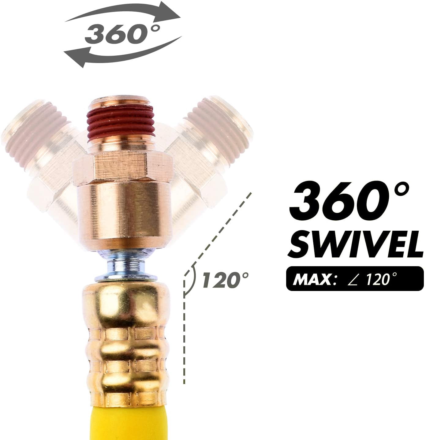 MKEUDQ-Hybrid Lead in Air Hose 3/8" X 30"(1/4 in. MNPT Ball Swivel x 1/4 in. FNPT Ends) 300 PSI Max Working Pressure, Heavy Duty Air Compressor Hose