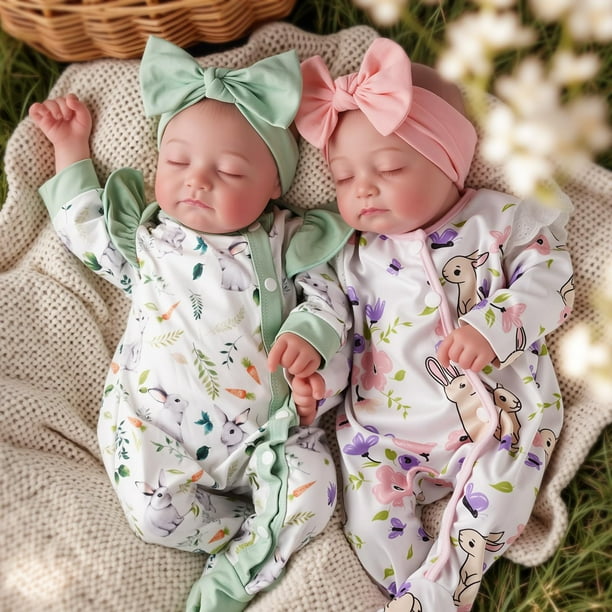 Muñecas Reborn, gemelas Babeside, realistas, 50 cm, para niño y niña