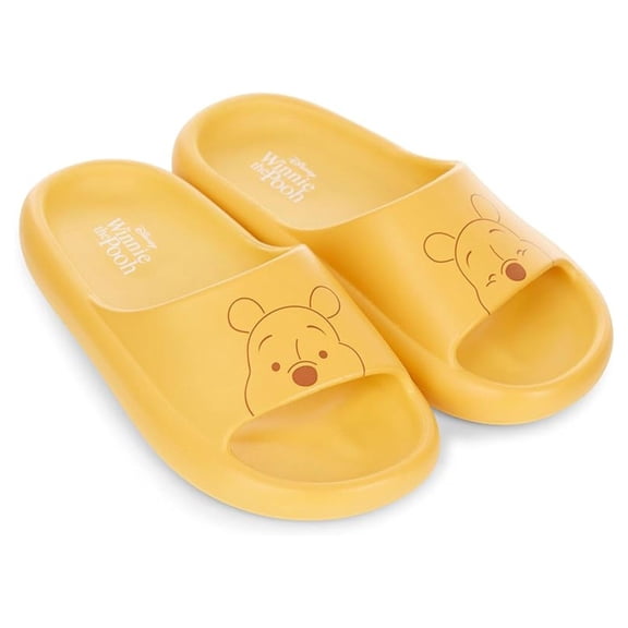 Disney Women's Winnie The Pooh Slides, Comfort Foam Slip-on Sandals Slippers Gold - 7