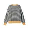 thumbnail image 4 of Womens Striped Cardigan Sweaters Long Sleeve Button Up Knit Tops Oversized Button Down Fall Winter Cardigan (Z001#-Coffee XL), 4 of 5