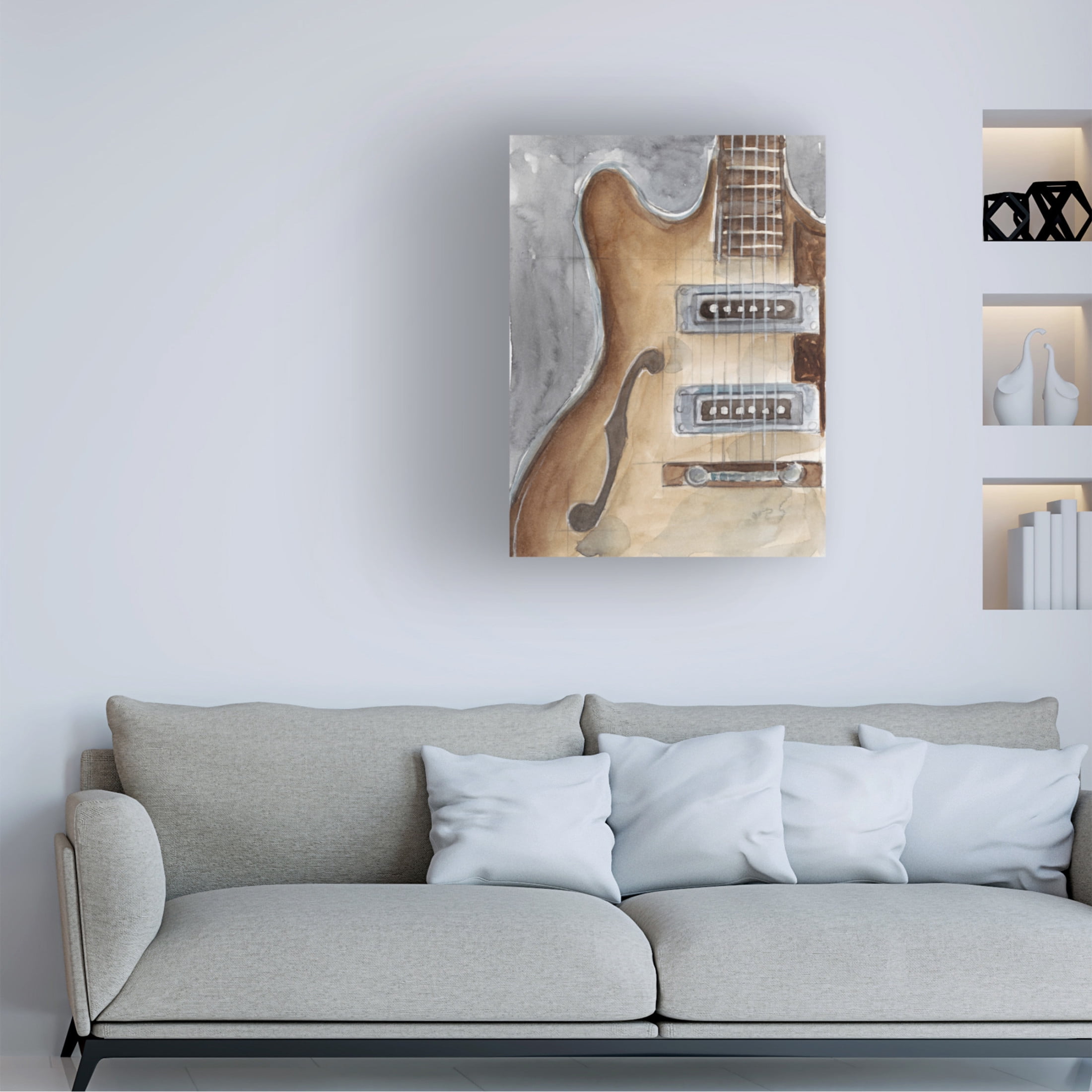 Canvas Wall Art - Ethan Harper 'Watercolor Instrument Study I' Wall Art for Living Room, Bedroom, or Office Décor by Trademark Fine Art - 35 x 47 Inches