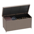thumbnail image 3 of Dextrus 260-Gallon Wicker Deck Box with Waterproof Liner Bag, Rattan Storage Bin, Large Deck Box, Stylish Outdoor Storage Box - Brown, 3 of 10