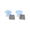 thumbnail image 2 of Suagox Toddler Boy 0-24 Months and 2-3 Years Old, Summer Outfit Dinosaur Print Short Sleeve Tops with Elastic Waist Solid Color Shorts 2 Pcs Clothes, 2 of 10