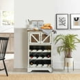 thumbnail image 2 of LuxenHome White and Natural Wood 2-Door Wine Cabinet, 2 of 9