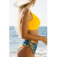 thumbnail image 5 of Cupshe Women's Solid Top Floral Print Bottom Two Piece Bikini Swimsuit Set Lace up Swimwear Yellow, L, 5 of 7