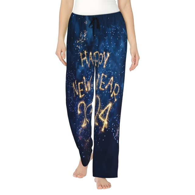 Balery Beautiful New Year 2024 Pantalones de pijama para mujer, pijamas ultraligeros, pantalones de estar por casa-Medium