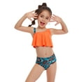 thumbnail image 4 of Faithtur Family Matching Swimwear Mom and Daughter Patchwork Bra Ruffled Tops with Briefs Beachwear, 4 of 7