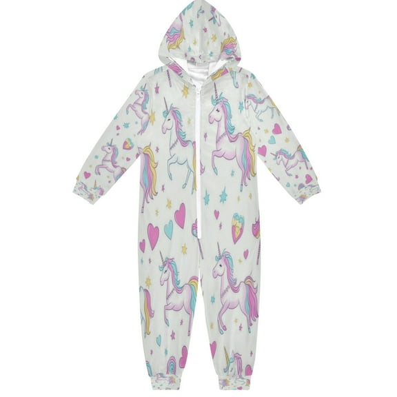 Soft Big Kids Onesie Pajamas Cozy Loose-Fit Jumpsuits for kids with Pockets for Christmas Lounge & Play Unicorns and Magic Wands