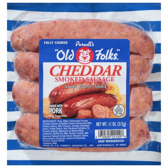 Purnell's Fully Cooked Cheddar Smoked Sausage Links 11 oz USDA Approved