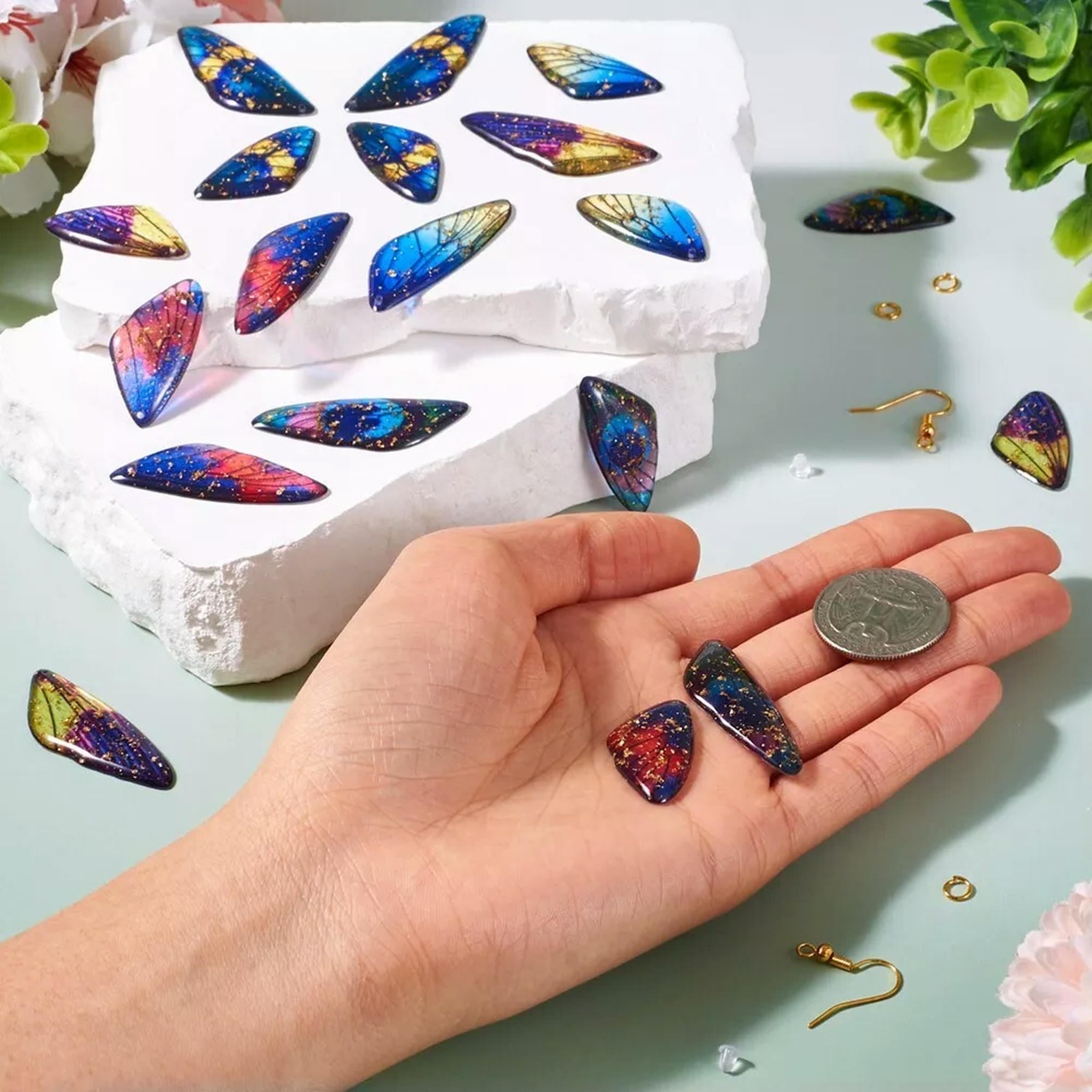 U8MO 1 Box DIY Butterfly Resin Dangle Earring Making Kit DIY Jewelry Findings 30x15mm