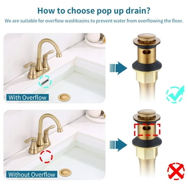 Bathroom Sink Drain Vanity Sink Drain with Strainer Basket Brushed Gold