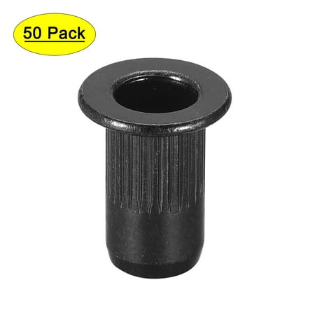 

Uxcell Rivet Nut Carbon Steel Knurled Flat Head Threaded Nuts Black 50 Pcs 0.43 x 0.35