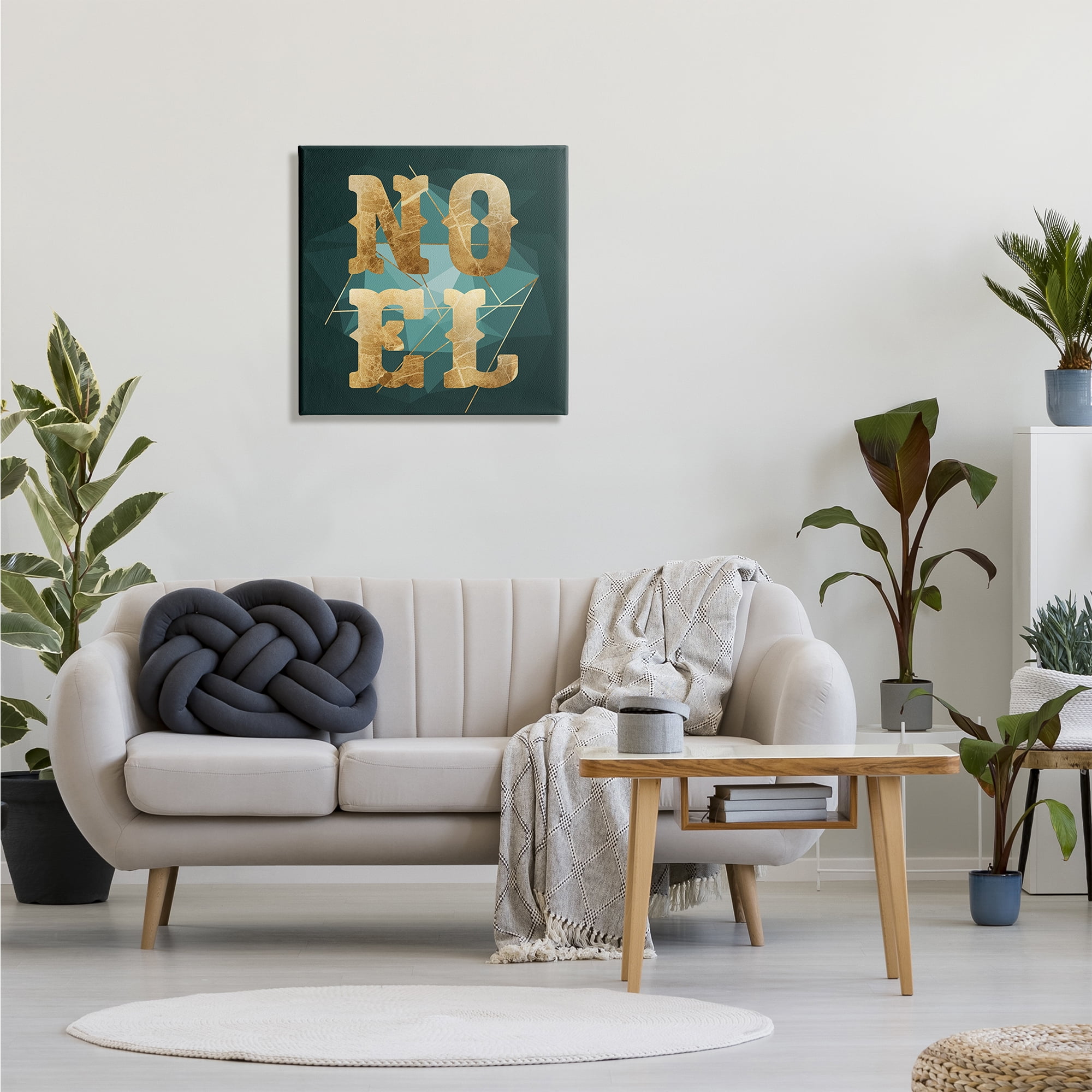 Stupell Industries Noel Glam Christmas Typography Green Geometric Shapes Holiday Painting Gallery Wrapped Canvas Print Wall Art, 24 x 24