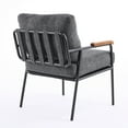 thumbnail image 2 of UBesGoo Mid Century Modern Accent Chair, Solid Wood Armchair with Rubberwood Armrests, Metal Frame Singe Sofa for Lounge Spaces, Dark Gray, 2 of 10