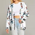 thumbnail image 2 of Women's Fashion Long Sleeve Christmas Print V-Neck Button Loose Cardigan Top, Knit Sweater for Casual Outfits and Comfort,White,S, 2 of 7