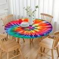 thumbnail image 3 of Colorful Rainbow Tie Dye Spiral Pattern Round Fitted Tablecloth with Elastic Edge,Dining Table Cover Waterproof,Outdoor Round Tablecloth for Camping,Dining,Indoor and Outdoor, 3 of 7