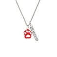 thumbnail image 2 of Delight Jewelry Acrylic Small Paw Red Silvertone Fearless Bar Charm Necklace, 23", 2 of 4