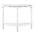 thumbnail image 5 of DeeHome 42'' Retro Circular Curved Half-Moon Console Table with Cloud Design Top and Open Shelf Solid Wood Frame and Legs, Milk White, 5 of 9