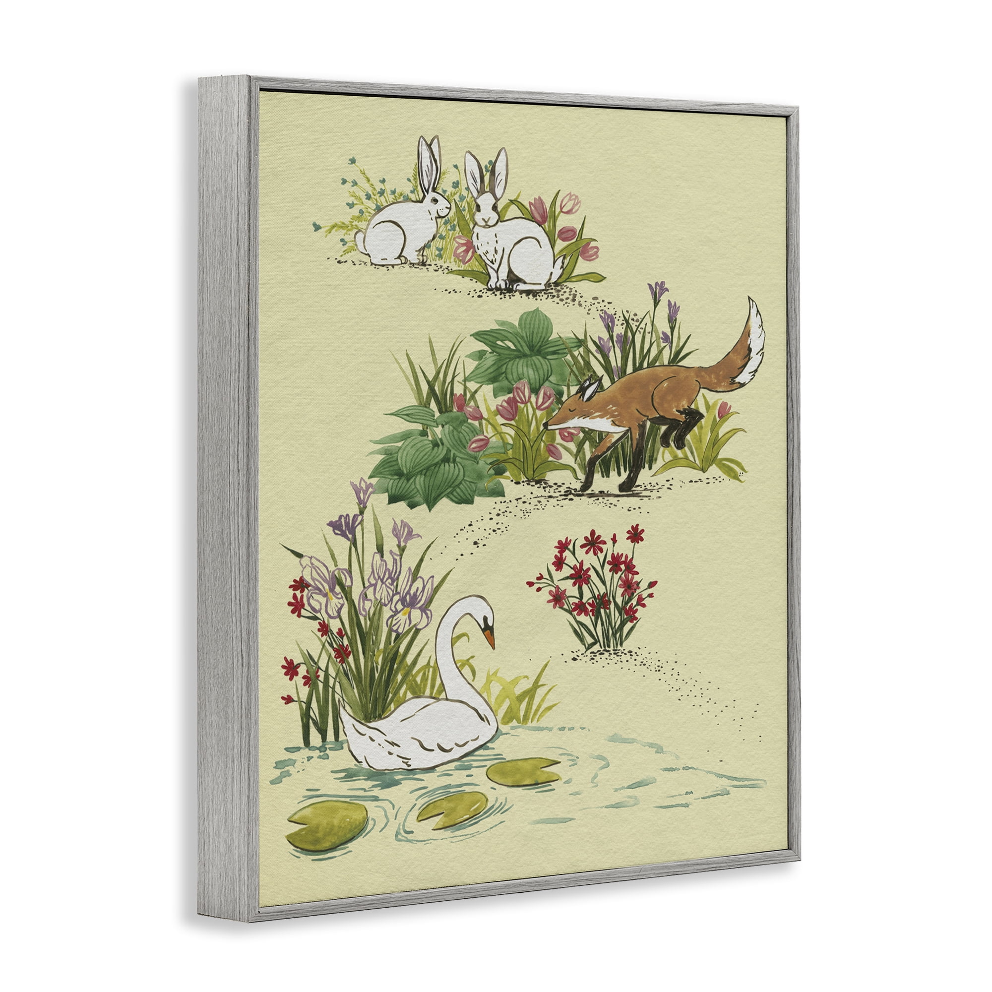 Stupell Industries Animals In Nature Scenes Gray Framed Giclee Art, design by Grace Popp