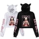 thumbnail image 2 of Sudadera con capucha para mujer y niña, jersey de manga larga con orejas de gato, Tops cortos de Anime Harajuku, Kamado Nezuko, nueva moda, 2 of 5