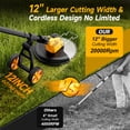 thumbnail image 6 of Lemolifys 12-inch Brushless Weed Eaters with Wheels & 5 Blades, 21V Battery String Trimmer for Lawn Yard Garden, 6 of 10