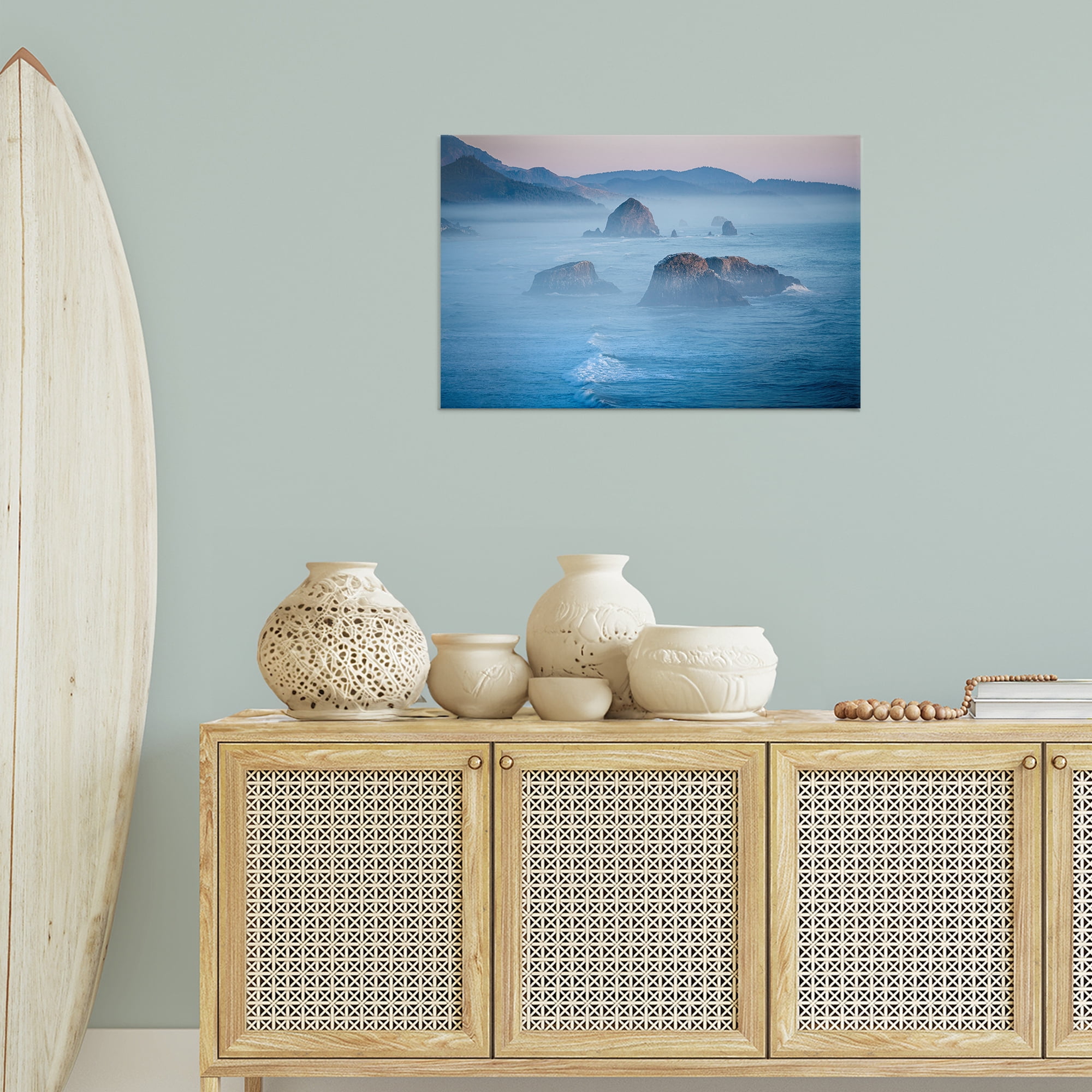 Stupell Industries Rocks Protruding from Sea Landscape & Nature Photography Wrapped Canvas Art Print Wall Art, 30 x 20